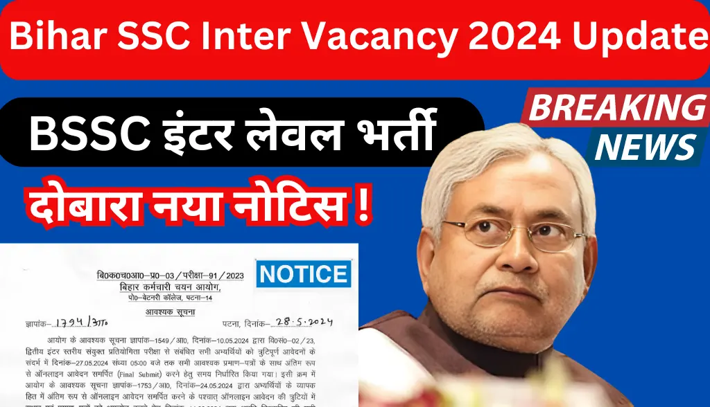 Bihar SSC Inter Vacancy 2024 Update